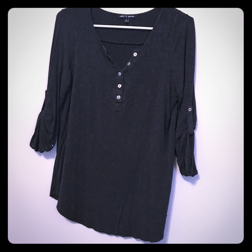 Cable & Gauge 3/4 sleeve Gray Henley